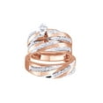 thumbnail image 1 of AFFY White Natural Diamond Engagement & Wedding Trio Band Ring Set In 10k Rose Gold (0.75 Cttw), 1 of 1