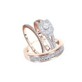 thumbnail image 1 of AFFY White Natural Diamond Engagement & Wedding Trio Band Ring Set In 10k Rose Gold (0.75 Cttw), 1 of 1