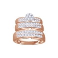 thumbnail image 1 of AFFY White Natural Diamond Engagement & Wedding Trio Band Ring Set In 10k Rose Gold (1.07 Cttw), 1 of 1