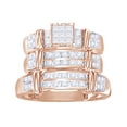 thumbnail image 1 of AFFY White Natural Diamond Engagement & Wedding Trio Band Ring Set In 10k Rose Gold (1 Cttw), 1 of 1