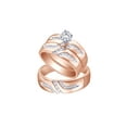 thumbnail image 1 of AFFY White Natural Diamond Engagement & Wedding Trio Band Ring Set In 10k Rose Gold, 1 of 1