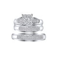 thumbnail image 1 of AFFY White Natural Diamond Engagement & Wedding Trio Band Ring Set In 10k White Gold (0.4 Cttw), 1 of 1