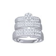 thumbnail image 1 of AFFY White Natural Diamond Engagement & Wedding Trio Band Ring Set In 10k White Gold (1.07 Cttw), 1 of 1