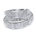 thumbnail image 1 of AFFY White Natural Diamond Engagement & Wedding Trio Band Ring Set In 10k White Gold, 1 of 1