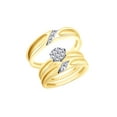 thumbnail image 1 of AFFY White Natural Diamond Engagement & Wedding Trio Band Ring Set In 10k Yellow Gold (0.22 Cttw), 1 of 1
