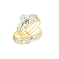 thumbnail image 1 of AFFY White Natural Diamond Engagement & Wedding Trio Band Ring Set In 10k Yellow Gold (0.31 Cttw), 1 of 1