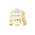 thumbnail image 1 of AFFY White Natural Diamond Engagement & Wedding Trio Band Ring Set In 10k Yellow Gold (0.33 Cttw), 1 of 1