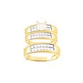 thumbnail image 1 of AFFY White Natural Diamond Engagement & Wedding Trio Band Ring Set In 10k Yellow Gold (0.5 Cttw), 1 of 1
