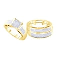 thumbnail image 1 of AFFY White Natural Diamond Engagement & Wedding Trio Band Ring Set In 10k Yellow Gold (0.625 Cttw), 1 of 1