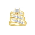 thumbnail image 1 of AFFY White Natural Diamond Engagement & Wedding Trio Band Ring Set In 10k Yellow Gold (0.66 Cttw), 1 of 1