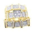 thumbnail image 1 of AFFY White Natural Diamond Engagement & Wedding Trio Band Ring Set In 10k Yellow Gold (0.69 Cttw), 1 of 1