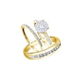 thumbnail image 1 of AFFY White Natural Diamond Engagement & Wedding Trio Band Ring Set In 10k Yellow Gold (0.75 Cttw), 1 of 1