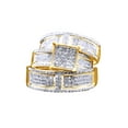 thumbnail image 1 of AFFY White Natural Diamond Engagement & Wedding Trio Band Ring Set In 10k Yellow Gold (1.1 Cttw), 1 of 1