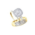 thumbnail image 1 of AFFY White Natural Diamond Engagement & Wedding Trio Band Ring Set In 10k Yellow Gold (1.67 Cttw), 1 of 1