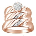 thumbnail image 1 of AFFY White Natural Diamond Engagement & Wedding Trio Band Ring Set In 14k Rose Gold Over Sterling Silver (0.33 Cttw), 1 of 1