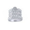 thumbnail image 1 of AFFY White Natural Diamond Engagement & Wedding Trio Band Ring Set In 14k White Gold Over Sterling Silver (0.75 Cttw), 1 of 1