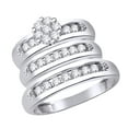 thumbnail image 1 of AFFY White Natural Diamond Engagement & Wedding Trio Band Ring Set In 14k White Gold Over Sterling Silver (0.75 Cttw), 1 of 1