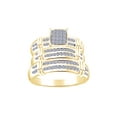 thumbnail image 1 of AFFY White Natural Diamond Engagement & Wedding Trio Band Ring Set In 14k Yellow Gold Over Sterling Silver (0.5 Cttw), 1 of 1