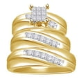 thumbnail image 1 of AFFY White Natural Diamond Engagement & Wedding Trio Band Ring Set In 14k Yellow Gold Over Sterling Silver (0.67 Cttw), 1 of 1