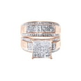 thumbnail image 1 of AFFY White Natural Diamond Engagement & Wedding Trio Bridal Ring Set In 10k Rose Gold (1.34 Cttw), 1 of 1
