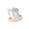 thumbnail image 1 of AFFY White Natural Diamond Engagement & Wedding Trio Bridal Ring Set In 10k Rose Gold (1 Cttw), 1 of 1