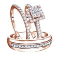 thumbnail image 1 of AFFY White Natural Diamond Engagement & Wedding Trio Bridal Ring Set In 10k Rose Gold (1 Cttw), 1 of 1
