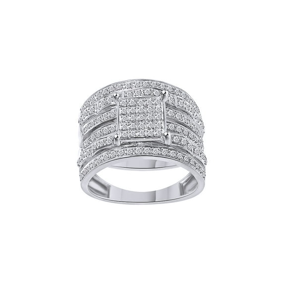 AFFY White Natural Diamond Engagement & Wedding Trio Bridal Ring Set In 10k White Gold (0.75 Cttw)