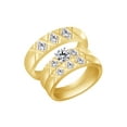 thumbnail image 1 of AFFY White Natural Diamond Engagement & Wedding Trio Bridal Ring Set In 10k Yellow Gold (0.13 Cttw), 1 of 1
