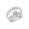 thumbnail image 1 of AFFY White Natural Diamond Engagement & Wedding Trio Bridle Ring Set In 10k White Gold (0.15 Cttw), 1 of 1