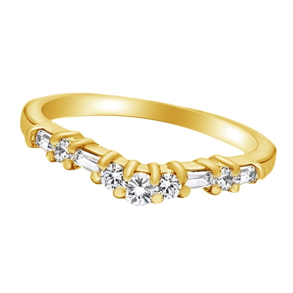 White Natural Diamond Enhancer Guard Wrap Wedding Ring in 14k Yellow Gold (0.33 Cttw)