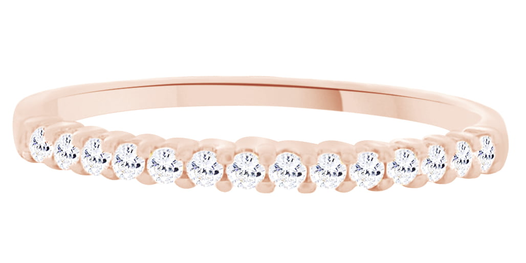 White Natural Diamond Eternity Band Ring In 14k Rose Gold (0.15 Cttw ...