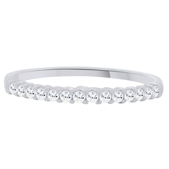 AFFY White Natural Diamond Eternity Band Ring In 14k White Gold (0.15 Cttw)