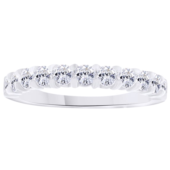 White Natural Diamond Eternity Band Ring In 14k White Gold (0.4 Cttw)