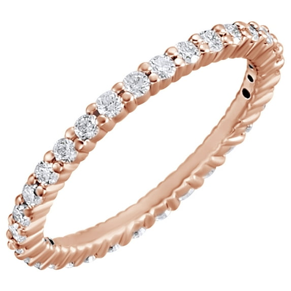 AFFY White Natural Diamond Eternity Band Ring in 14k Rose Gold (0.5 Cttw) Ring Size : 14