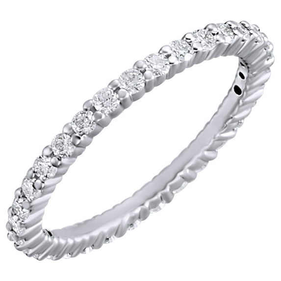 AFFY White Natural Diamond Eternity Band Ring in 14k White Gold (0.5 Cttw) Ring Size : 10