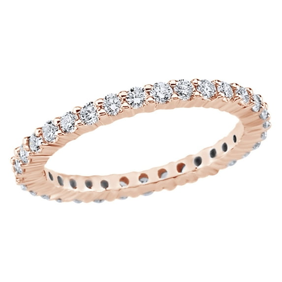 AFFY White Natural Diamond Eternity Band in 14k Rose Gold (1 Cttw) Ring Size : 8