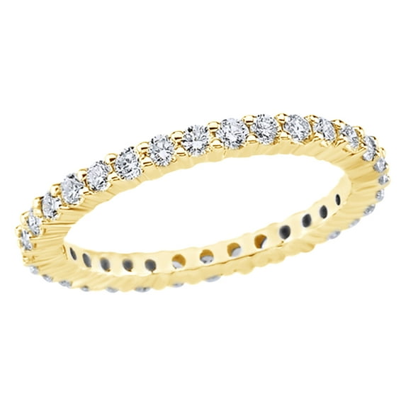 AFFY White Natural Diamond Eternity Band in 14k Yellow Gold (1 Cttw) Ring Size : 12.5