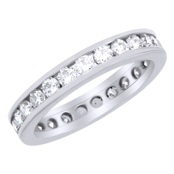 AFFY White Natural Diamond Eternity band Ring in 14k White Gold (1.33 Cttw) Ring Size : 5