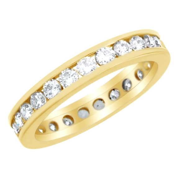 AFFY White Natural Diamond Eternity band Ring in 14k Yellow Gold (1.33 Cttw) Ring Size : 4