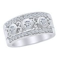 thumbnail image 1 of AFFY White Natural Diamond Etruscan Anniversary Band Ring in 14k White Gold (1 Cttw) Ring Size : 5, 1 of 1