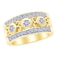 thumbnail image 1 of AFFY White Natural Diamond Etruscan Anniversary Band Ring in 14k Yellow Gold (1 Cttw) Ring Size : 8, 1 of 1
