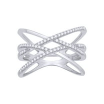 AFFY White Natural Diamond Fashion Criss-Cross Ring In 10k White Gold (0.2 Cttw)