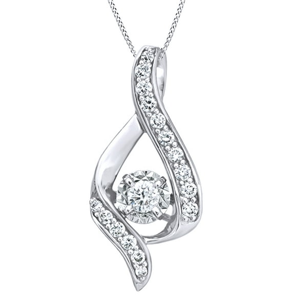 AFFY White Natural Diamond Fashion Pendant Necklace in 14K Solid White Gold (0.37 Ct)