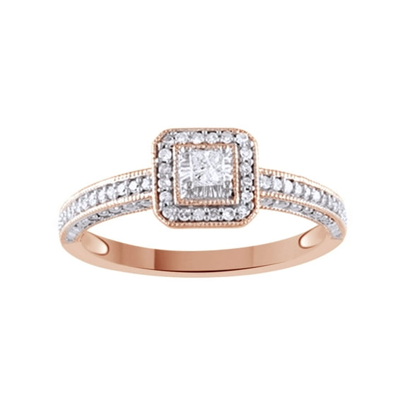 AFFY White Natural Diamond Fashion Ring In 10k Rose Gold (0.25 Cttw)