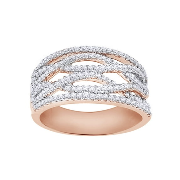 AFFY White Natural Diamond Fashion Ring In 10k Rose Gold (0.75 Cttw)