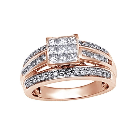 AFFY White Natural Diamond Fashion Ring In 10k Rose Gold (1 Cttw)