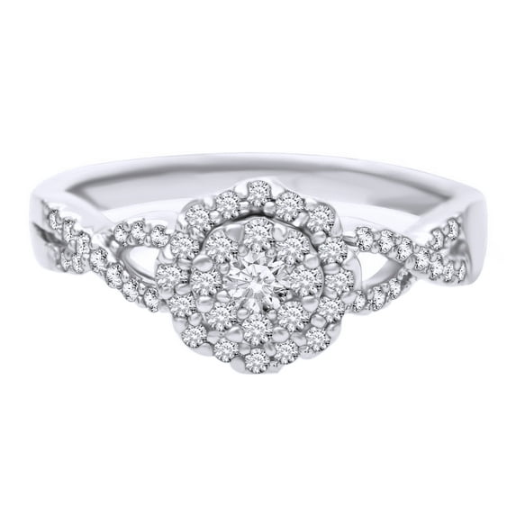 AFFY White Natural Diamond Fashion Ring In 10k White Gold (0.5 Cttw)