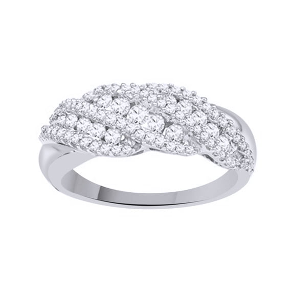 AFFY White Natural Diamond Fashion Ring In 10k White Gold (0.625 Cttw)