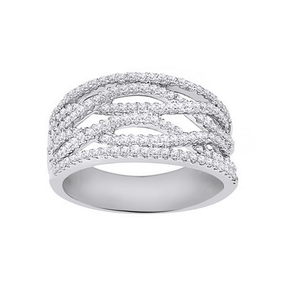 AFFY White Natural Diamond Fashion Ring In 10k White Gold (0.75 Cttw)