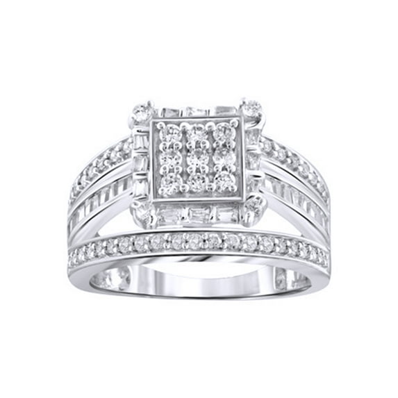 AFFY White Natural Diamond Fashion Ring In 10k White Gold (1 Cttw)